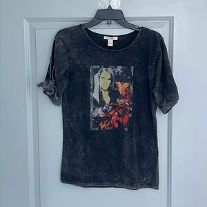 Sheen Black Arm-Tie Top — Size 6